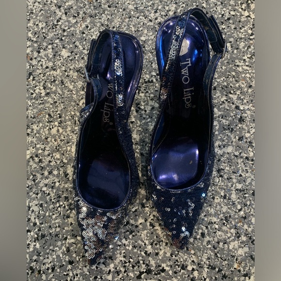 PRELOVED TWO LIPS SEQUIN SLINGBACK HEELS - Picture 2 of 5